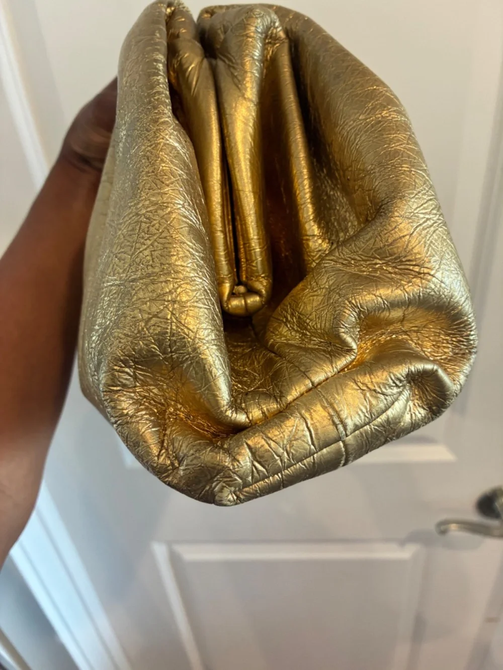 Bottega Veneta Large Maxi Metallic Gold Pouch